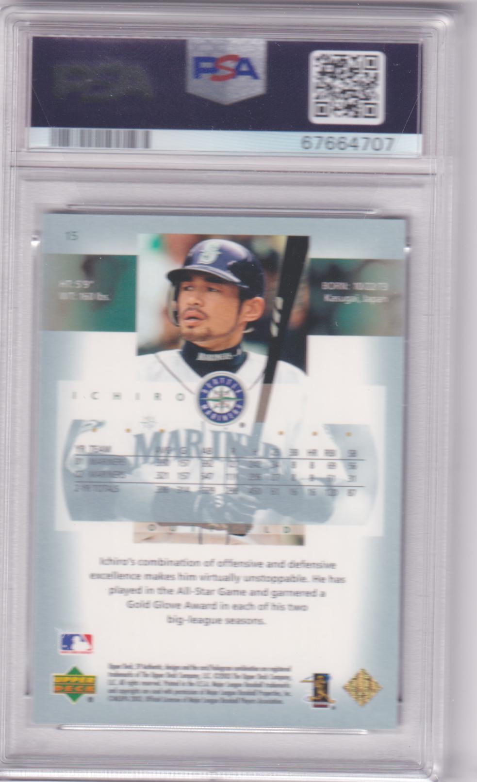 ICHIRO SUZUKI 2003 Upper Deck SP Authentic #15 PSA 10 GEM MINT - MARINERS