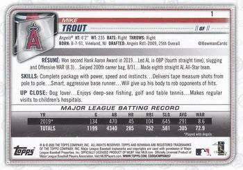 2020 Bowman #1 Mike Trout Los Angeles Angels MLB Baseball NM