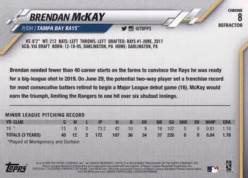 2020 Topps Chrome Sepia Refractors #8 Brendan McKay Rookie Tampa Bay Rays NM-MT