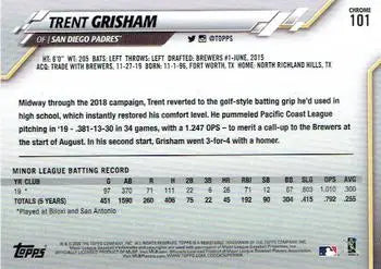 2020 Topps Chrome #101 Trent Grisham RC San Diego Padres MLB Baseball NM-MT