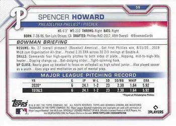 2021 Bowman Chrome #59 Spencer Howard Rookie Philadelphia Phillies MLB NM-MT