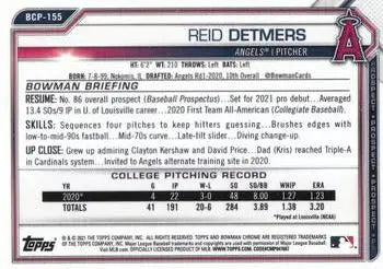 2021 Bowman Chrome Prospects #BCP155 Reid Detmers Los Angeles Angels MLB NM-MT