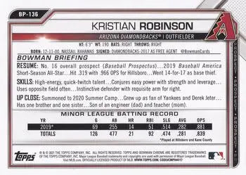 2021 Bowman Prospects #BP136 Kristian Robinson Arizona Diamondbacks MLB NM-MT