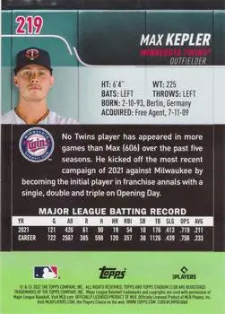 2022 Stadium Club Red Foil #219 Max Kepler Minnesota Twins MLB Baseball NM-MT