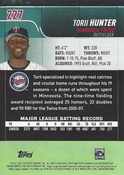 2022 Stadium Club Red Foil #227 Torii Hunter Minnesota Twins MLB Baseball NM-MT