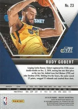 2019-20 Panini Mosaic #23 Rudy Gobert Utah Jazz NBA Basketball Card NM-MT