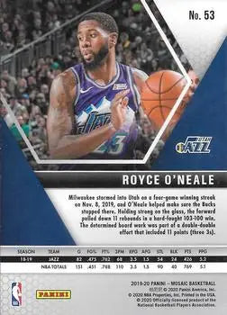 2019-20 Panini Mosaic #53 Royce O’Neale Utah Jazz NBA Basketball Card NM-MT