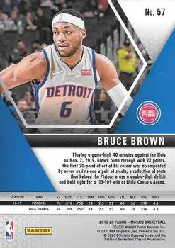 2019-20 Panini Mosaic #57 Bruce Brown Detroit Pistons NBA Basketball Card NM-MT