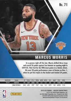 2019-20 Panini Mosaic #71 Marcus Morris Sr. New York Knicks NBA Basketball NM-MT