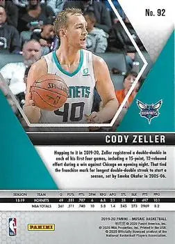 2019-20 Panini Mosaic #92 Cody Zeller Charlotte Hornets NBA Basketball NM-MT