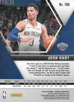 2019-20 Panini Mosaic #156 Josh Hart New Orleans Pelicans NBA Basketball NM-MT