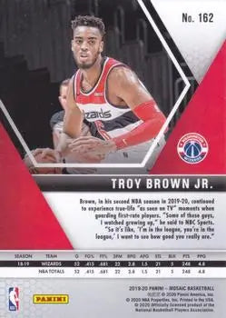 2019-20 Panini Mosaic #162 Troy Brown Jr. Washington Wizards Basketball NM-MT