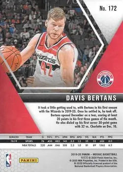 2019-20 Panini Mosaic #172 Davis Bertans Washington Wizards NBA Basketball NM-MT