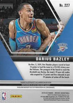 2019-20 Panini Mosaic #227 Darius Bazley Rookie Oklahoma City Thunder NBA NM-MT