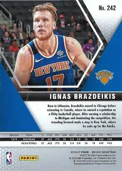 2019-20 Panini Mosaic #242 Ignas Brazdeikis Rookie New York Knicks NBA NM-MT