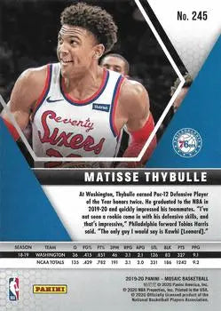 2019-20 Panini Mosaic #245 Matisse Thybulle Rookie Philadelphia 76ers NBA NM-MT