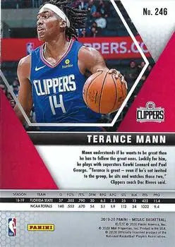 2019-20 Panini Mosaic #246 Terance Mann Rookie Los Angeles Clippers NBA NM-MT