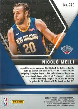 2019-20 Panini Mosaic #279 Nicolo Melli Rookie Debut New Orleans Pelicans NM-MT