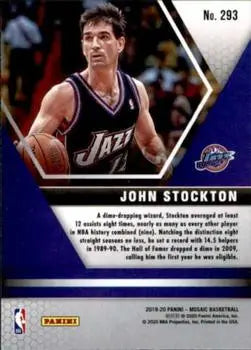 2019-20 Panini Mosaic #293 John Stockton HOF Utah Jazz NBA Basketball Card NM-MT