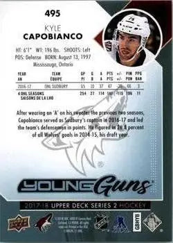 2017-18 Upper Deck #495 Kyle Capobianco Young Guns Rookie Arizona Coyotes NM-MT