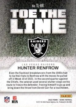 2022 Score Toe the Line #TL-HR Hunter Renfrow Las Vegas Raiders Football NM-MT