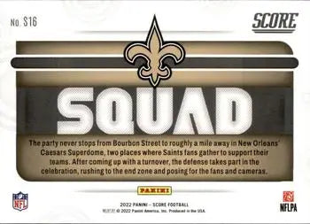 2022 Score Squad #16 New Orleans Saints NFL Football Card NM-MT