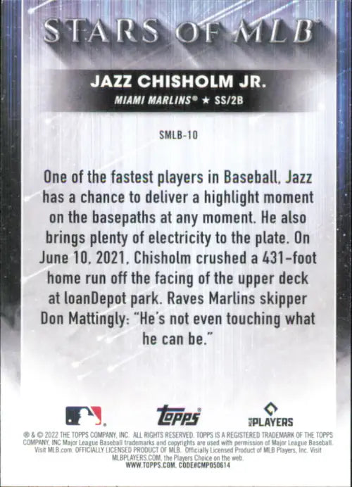 2022 Topps Stars of MLB #SMLB10 Jazz Chisholm Jr. Miami Marlins Baseball NM-MT