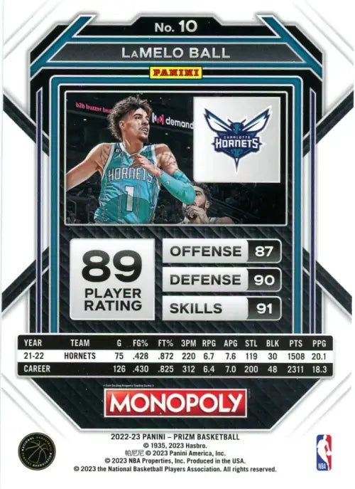 2022-23 Panini Prizm Monopoly #10 LaMelo Ball Charlotte Hornets Basketball NM-MT