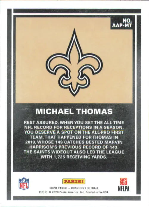 2020 Donruss Action All Pros #AAP-MT Michael Thomas New Orleans Saints NFL NM-MT