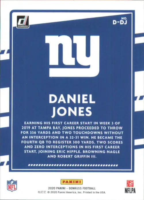 2020 Donruss Dominators #D-DJ Daniel Jones New York Giants Football Card NM-MT