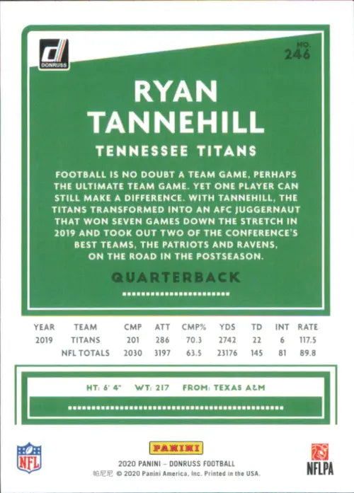 2020 Donruss #246 Ryan Tannehill Tennessee Titans Football NFL Card NM-MT