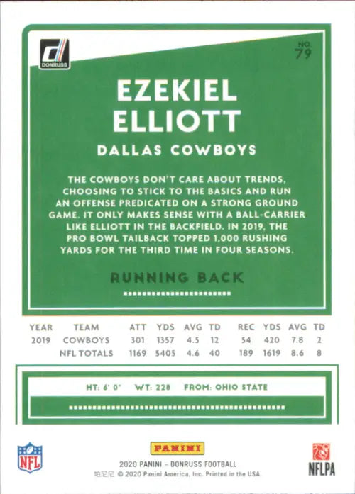 2020 Donruss #79 Ezekiel Elliott Dallas Cowboys Football NFL Card NM-MT