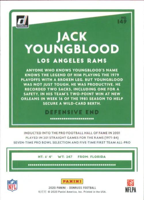 2020 Donruss #149 Jack Youngblood Los Angeles Rams Football NFL Card NM-MT