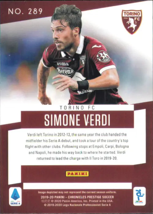 2019-20 Prestige Xtra Points Blue #289 Simone Verdi Torino FC Soccer NM-MT