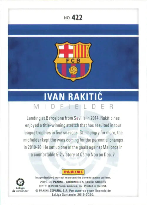 2019-20 Panini Blue #422 Ivan Rakitic FC Barcelona Soccer La Liga Card NM-MT