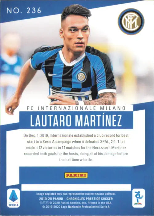 2019-20 Prestige #236 Lautaro Martinez Inter Milan Soccer Serie A Card NM-MT