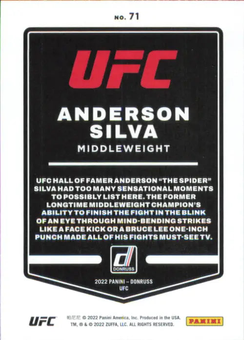 2022 Donruss UFC #71 Anderson Silva Card NM-MT