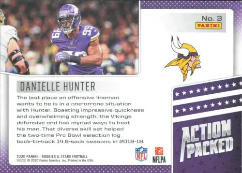 2020 Rookies and Stars Action Packed #3 Danielle Hunter Minnesota Vikings NM-MT