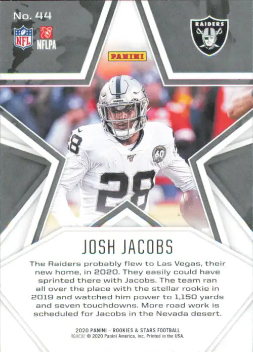 2020 Rookies and Stars #44 Josh Jacobs Las Vegas Raiders NFL Football Card NM-MT