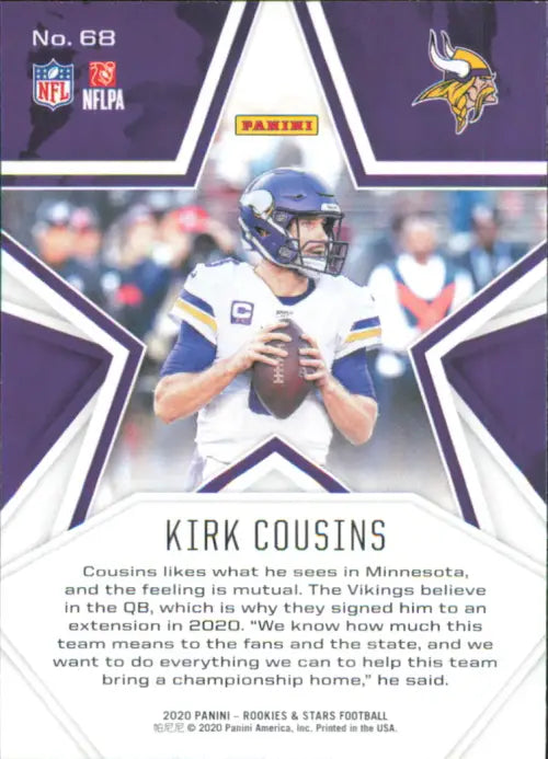 2020 Rookies and Stars #68 Kirk Cousins Minnesota Vikings NFL Football NM-MT