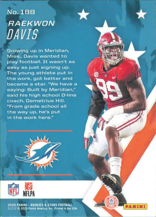 2020 Rookies and Stars #188 Raekwon Davis Rookie Miami Dolphins NFL NM-MT