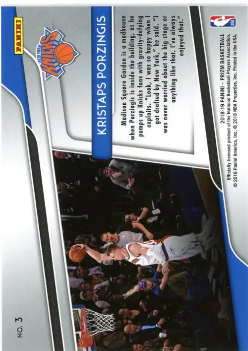 2018-19 Panini Prizm Get Hyped! #3 Kristaps Porzingis New York Knicks NBA NM-MT