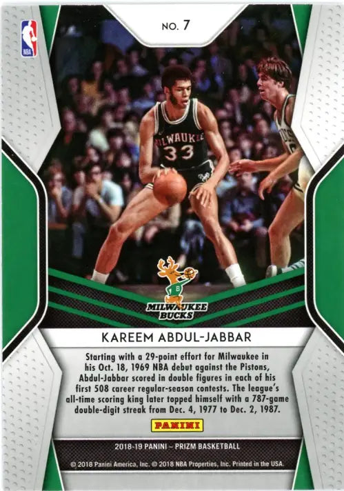 2018-19 Panini Prizm Dominance #7 Kareem Abdul-Jabbar Milwaukee Bucks NBA NM-MT