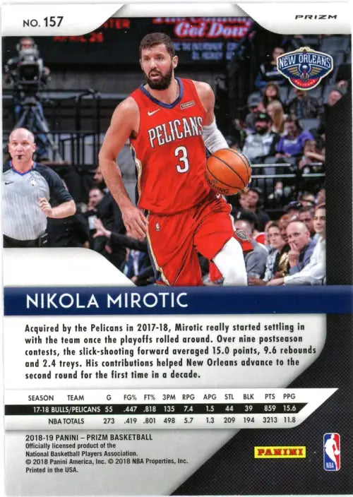 2018-19 Panini Prizm Red White and Blue #157 Nikola Mirotic NO Pelicans NM-MT