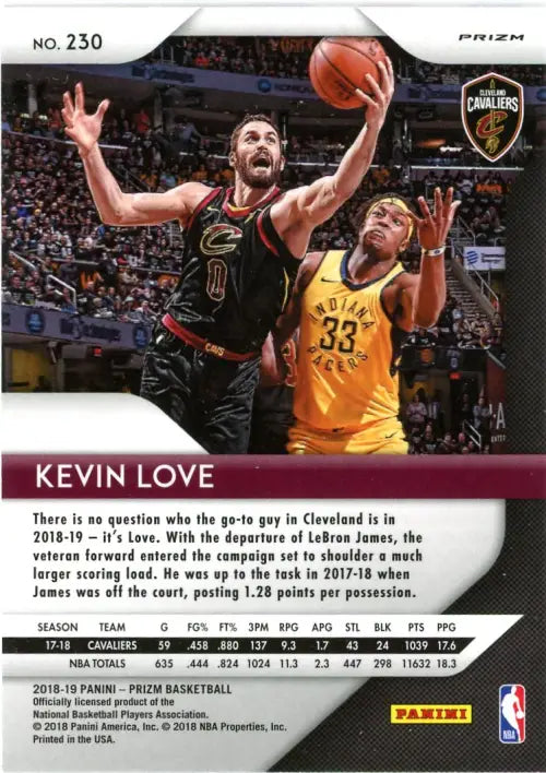 2018-19 Panini Prizm Red White and Blue 230 Kevin Love Cleveland Cavaliers NM-MT