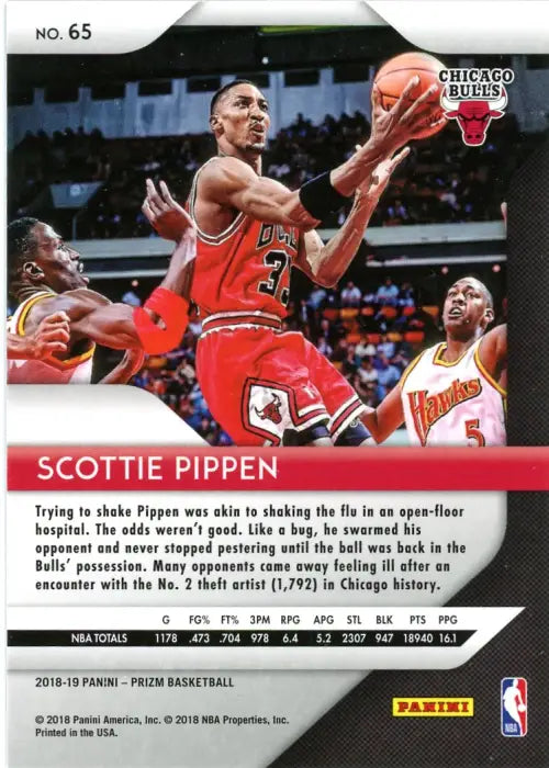 2018-19 Panini Prizm #65 Scottie Pippen Chicago Bulls NBA Basketball Card NM-MT