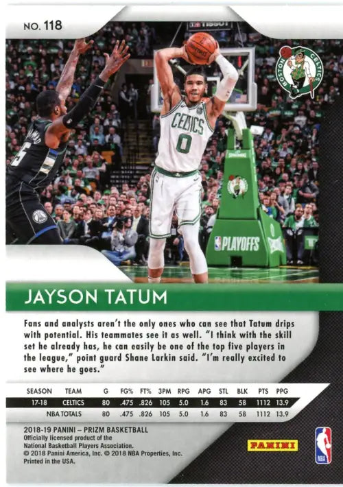 2018-19 Panini Prizm #118 Jayson Tatum Boston Celtics NBA Basketball Card NM-MT