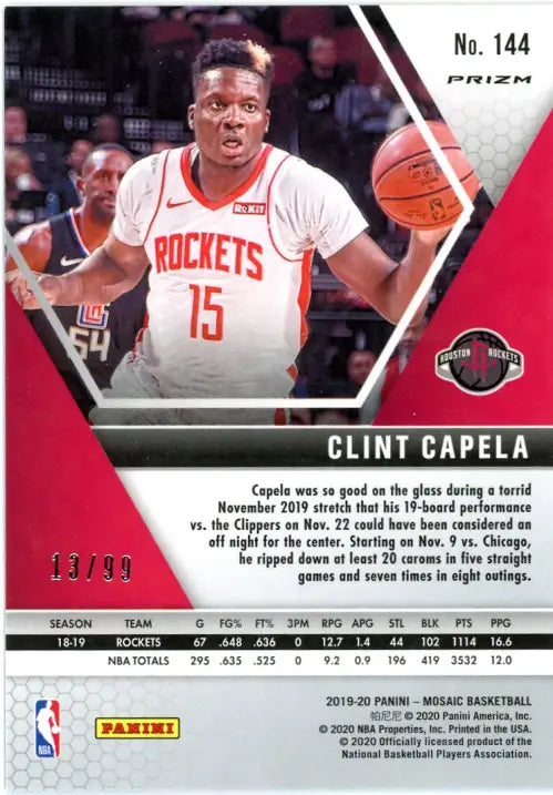 2019-20 Panini Mosaic Blue 144 Clint Capela /99 Houston Rockets Basketball NM-MT