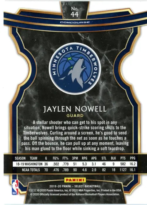 2019-20 Select #44 Jaylen Nowell Rookie Minnesota Timberwolves Basketball NM-MT