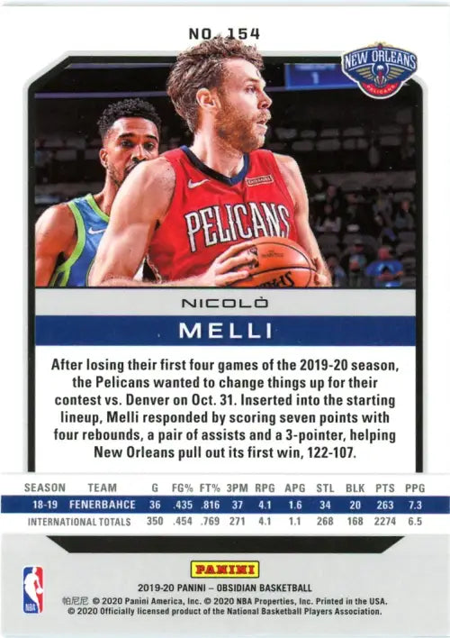 2019-20 Panini Obsidian #154 Nicolo Melli Rookie New Orleans Pelicans NBA NM-MT